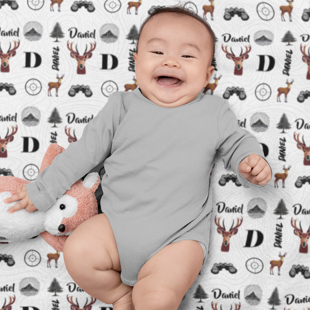 Adorable Deer-themed Fleece Baby Blanket