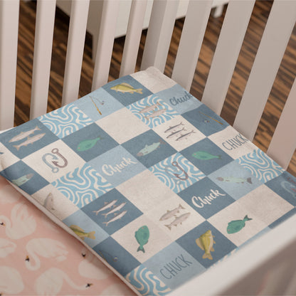 Whimsical Fish-themed Fleece Baby Blanket